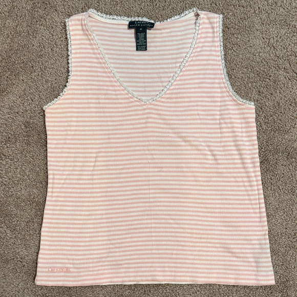 Lauren Ralph Lauren Tops - Lauren Ralph Lauren Pink and White Striped Tank Top